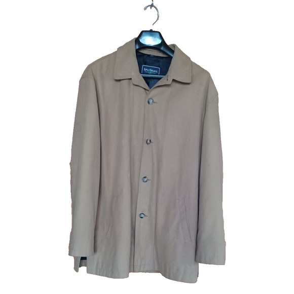 Vintage SPLITRAIL Beige Faux Suede Jacket, Men's Large, Interior Zip Pocket Y2K - Picture 2 of 4